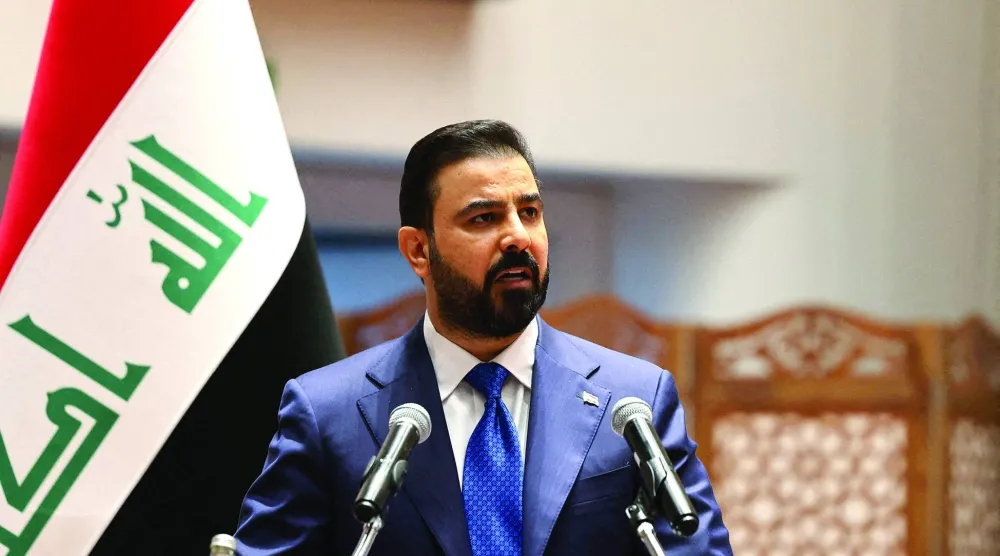 رئيس الوزراء العراقي علي الزيدي خلال التصويت على حكومته بمقر البرلمان في بغداد يوم 14 مايو 2026 (رويترز)
