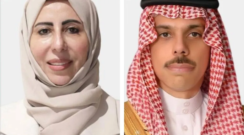 الأمير فيصل بن فرحان والدكتورة أفراح الزوبة (الخارجية السعودية)