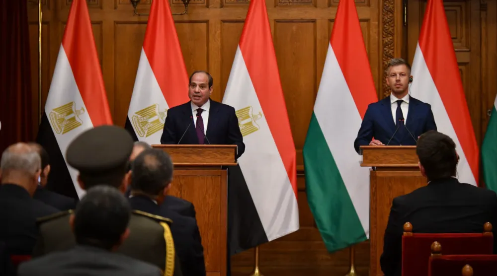 الرئيس السيسي قال: «نتطلع إلى تضافر الجهود الدولية لتخفيف المعاناة عن الفلسطينيين في قطاع غزة» (الرئاسة المصرية)