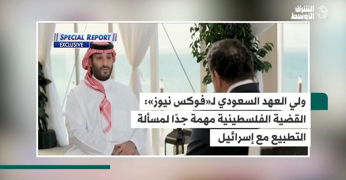 ولي العهد السعودي لـ«فوكس نيوز»: القضية الفلسطينية مهمة جدًا لمسألة  التطبيع مع إسرائيل