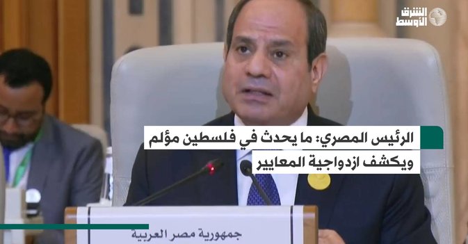 الرئيس المصري: ما يحدث في فلسطين مؤلم ويكشف ازدواجية المعايير