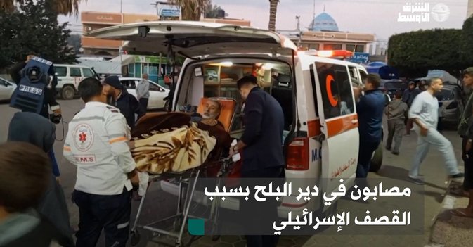 مصابون في دير البلح بسبب القصف الإسرائيلي