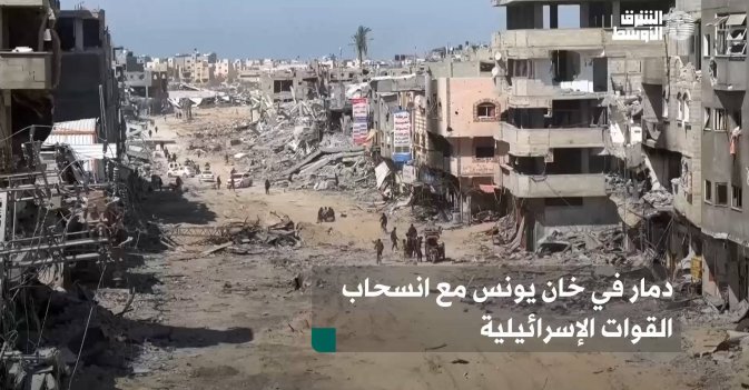 دمار في خان يونس مع انسحاب القوات الإسرائيلية