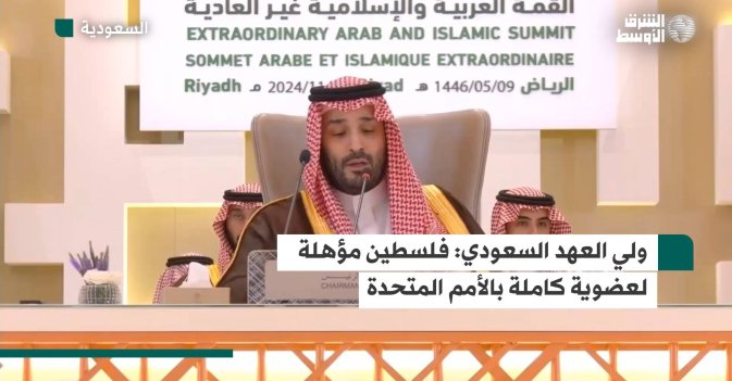 ولي العهد السعودي: فلسطين مؤهلة لعضوية كاملة بالأمم المتحدة