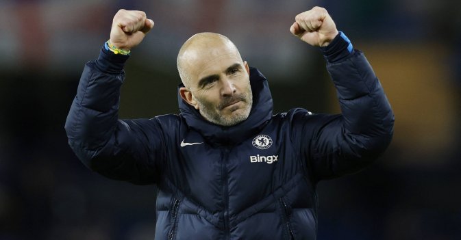 Chelsea players react‍ after conceding a goal