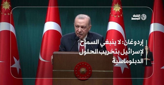 إردوغان: لا ينبغي السماح لإسرائيل بتخريب الحلول الدبلوماسية