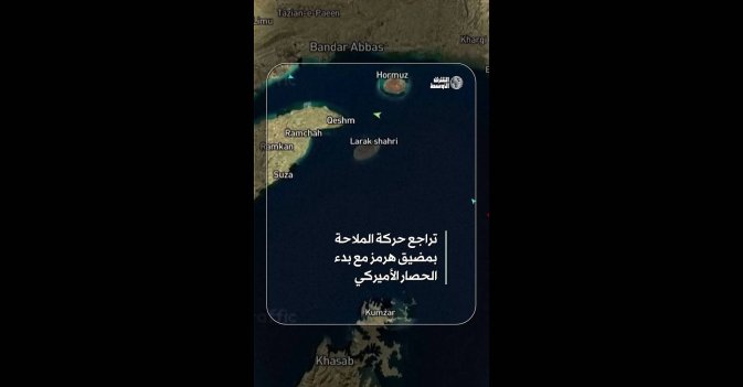تراجع حركة الملاحة بمضيق هرمز مع بدء الحصار الأميركي