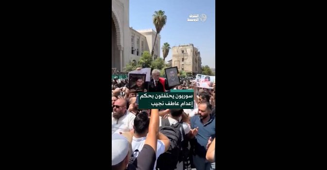 سوريون يحتفلون بحكم إعدام عاطف نجيب