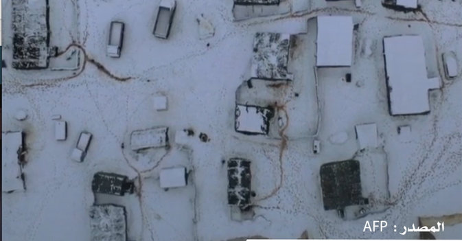 تساقط الثلوج على مخيمات النازحين السوريين