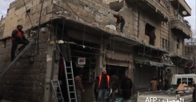 آثار القصف المدفعي لمدينة الباب الخاضعة للسيطرة التركية