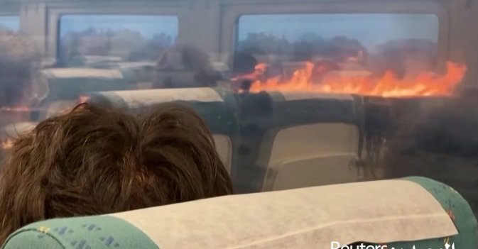 النيران تحاصر قطاراً في إسبانيا