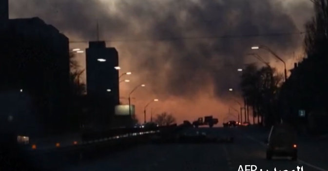 حرائق ضخمة في كييف جراء القصف الروسي