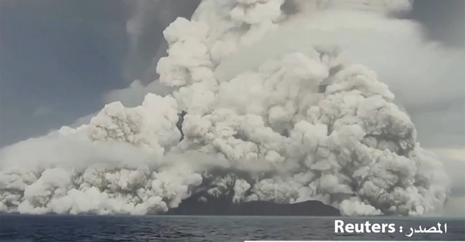 تلوث المياه وانقطاع الإنترنت في تونغا بعد ثوران بركاني هائل