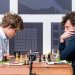 Uluslararası Satranç Federasyonu, Carlsen (solda) ve Niemann (sağda) arasındaki müsabakada hile yapıldığı iddialarına yönelik 29 Eylül'de soruşturma başlatmıştı (Saint Louis Chess Club) 


