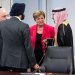 وزير المالية السعودي يتحدث إلى برنية بحضور غورغييفا ورئيس البنك الدولي خلال الاجتماع الخاص بسوريا (لينكد إن)