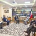 صورة نشرها التلفزيون الإيراني من لقاء ولايتي ووزير الداخلية الباكستاني محسن نقوي في طهران اليوم