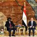الرئيس المصري عبد الفتاح السيسي في لقاء سابق مع سيلفا كير رئيس جنوب السودان بقصر الاتحادية في القاهرة (الرئاسة المصرية)