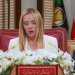 رئيسة الوزراء الإيطالية جورجيا ميلوني خلال كلمتها (الإخبارية السعودية)