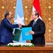 الرئيس المصري عبد الفتاح السيسي ونظيره الصومالي حسن شيخ محمود يوقِّعان في يناير 2025 إعلاناً مشتركاً لترفيع العلاقات إلى «شراكة استراتيجية شاملة» (الرئاسة المصرية)
