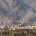 صورة مأخوذة من شريط فيديو لقصف جسر كرج غرب طهران (أ.ف.ب)