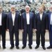 قياديون في «حماس»... من اليمين: روحي مشتهى وصالح العاروري وإسماعيل هنية (اغتيلوا جميعاً) وخالد مشعل وخليل الحية (أرشيفية - إعلام تابع لحماس)