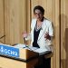آن كيست باتلر رئيسة جهاز الاستخبارات السيبرانية البريطاني (GCHQ)، تلقي محاضرتها السنوية الافتتاحية في بليتشلي بارك في بريطانيا 27 مايو 2026 (د.ب.أ)