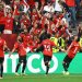 فرحة محمد صلاح كانت كبيرة بقيادة مصر لأول فوز في تاريخ المونديال (رويترز)