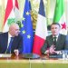 الرئيسان ماكرون وعون في مؤتمر صحافي مشترك خلال زيارة الأخير إلى باريس في شهر مارس عام 2025 (أ.ب)