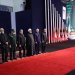 مسؤولون إيرانيون خلال مراسم وداع علي خامنئي في مصلّى طهران الكبير بينهم الرئيس مسعود بزشكيان ورئيس البرلمان محمد باقر قاليباف ووزير الخارجية عباس عراقجي وغلام علي حداد عادل مستشار المرشد (رويترز)