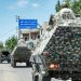 آليات للجيش اللبناني تنفذ دورية في بلدة فرون المُدرجة ضمن المناطق التجريبية بجنوب لبنان (أ.ف.ب)