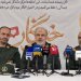 المتحدث باسم «الحرس الثوري» حسين محبي (وسطاً) خلال مؤتمر صحافي في كرج غرب طهران (أرنا)
