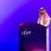 محافظ هيئة الحكومة الرقمية السعودية أحمد الصويان خلال إلقاء خطابه في «ليب 26» (الشرق الأوسط)